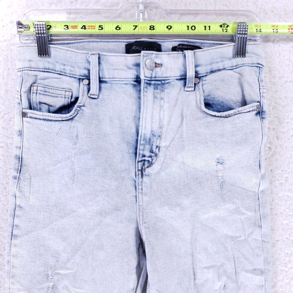 Kendall Kylie Jean Women SZ 9 Blue Denim Straight Stretch High Rise VTG Slim 90s - Picture 2 of 10
